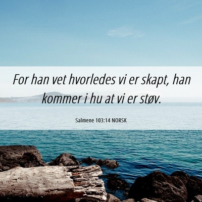 Picture 06 - Salmene 103:14 NORSK - For han vet hvorledes vi er skapt, han kommer i - Bible Verse Picture