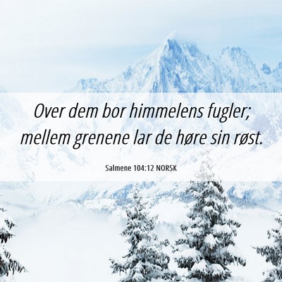 Picture 06 - Salmene 104:12 NORSK - Over dem bor himmelens fugler; mellem grenene lar - Bible Verse Picture