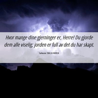 Picture 06 - Salmene 104:24 NORSK - Hvor mange dine gjerninger er, Herre! Du gjorde - Bible Verse Picture