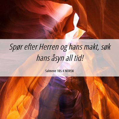 Picture 06 - Salmene 105:4 NORSK - Spør efter Herren og hans makt, søk hans åsyn - Bible Verse Picture