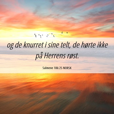 Picture 06 - Salmene 106:25 NORSK - og de knurret i sine telt, de hørte ikke på - Bible Verse Picture
