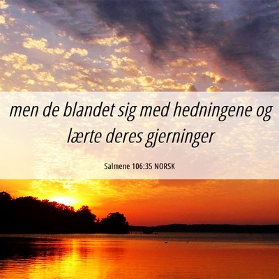 Picture 06 - Salmene 106:35 NORSK - men de blandet sig med hedningene og lærte deres - Bible Verse Picture