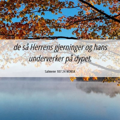Picture 06 - Salmene 107:24 NORSK - de så Herrens gjerninger og hans underverker på - Bible Verse Picture