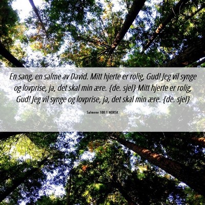 Picture 06 - Salmene 108:1 NORSK - En sang, en salme av David. Mitt hjerte er rolig, - Bible Verse Picture
