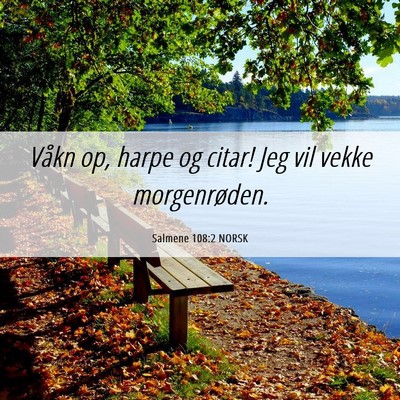 Picture 06 - Salmene 108:2 NORSK - Våkn op, harpe og citar! Jeg vil vekke - Bible Verse Picture