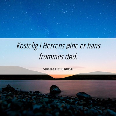 Picture 06 - Salmene 116:15 NORSK - Kostelig i Herrens øine er hans frommes - Bible Verse Picture