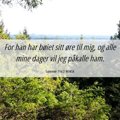 Picture 06 - Salmene 116:2 NORSK - For han har bøiet sitt øre til mig, og alle - Bible Verse Picture
