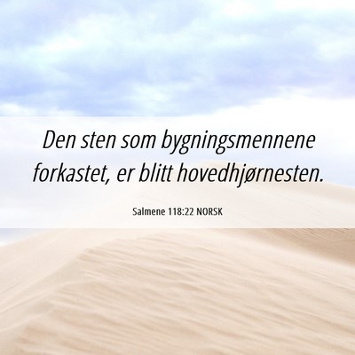 Picture 06 - Salmene 118:22 NORSK - Den sten som bygningsmennene forkastet, er blitt - Bible Verse Picture