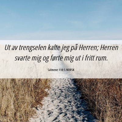 Picture 06 - Salmene 118:5 NORSK - Ut av trengselen kalte jeg på Herren; Herren - Bible Verse Picture