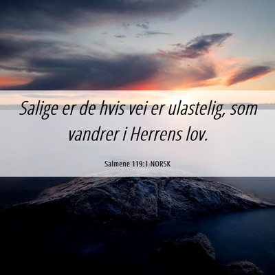 Picture 06 - Salmene 119:1 NORSK - Salige er de hvis vei er ulastelig, som vandrer i - Bible Verse Picture