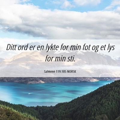 Picture 06 - Salmene 119:105 NORSK - Ditt ord er en lykte for min fot og et lys for - Bible Verse Picture
