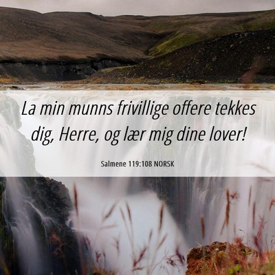 Picture 06 - Salmene 119:108 NORSK - La min munns frivillige offere tekkes dig, Herre, - Bible Verse Picture