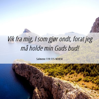 Picture 06 - Salmene 119:115 NORSK - Vik fra mig, I som gjør ondt, forat jeg må - Bible Verse Picture