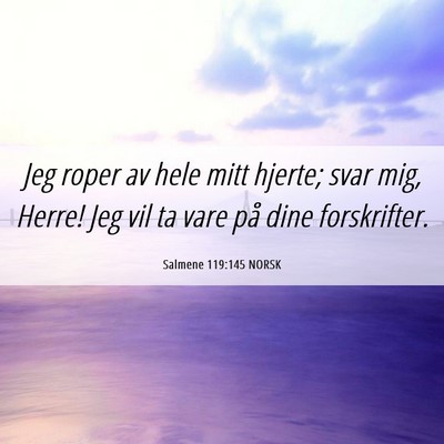 Picture 06 - Salmene 119:145 NORSK - Jeg roper av hele mitt hjerte; svar mig, Herre! - Bible Verse Picture