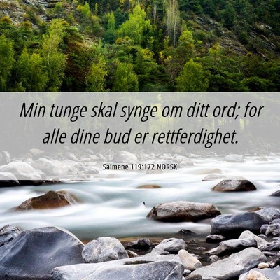 Picture 06 - Salmene 119:172 NORSK - Min tunge skal synge om ditt ord; for alle dine - Bible Verse Picture