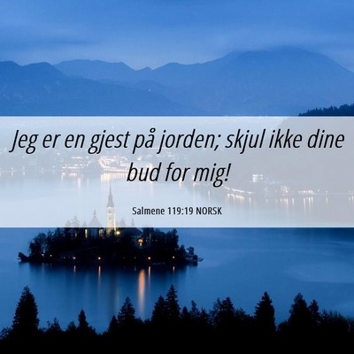 Picture 06 - Salmene 119:19 NORSK - Jeg er en gjest på jorden; skjul ikke dine bud - Bible Verse Picture