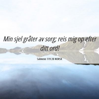 Picture 06 - Salmene 119:28 NORSK - Min sjel gråter av sorg; reis mig op efter ditt - Bible Verse Picture