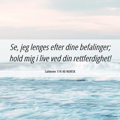 Picture 06 - Salmene 119:40 NORSK - Se, jeg lenges efter dine befalinger; hold mig i - Bible Verse Picture