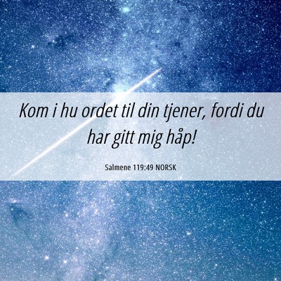 Picture 06 - Salmene 119:49 NORSK - Kom i hu ordet til din tjener, fordi du har gitt - Bible Verse Picture