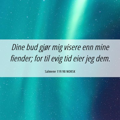 Picture 06 - Salmene 119:98 NORSK - Dine bud gjør mig visere enn mine fiender; for - Bible Verse Picture
