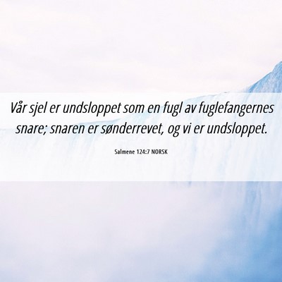 Picture 06 - Salmene 124:7 NORSK - Vår sjel er undsloppet som en fugl av - Bible Verse Picture