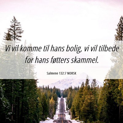 Picture 06 - Salmene 132:7 NORSK - Vi vil komme til hans bolig, vi vil tilbede for - Bible Verse Picture