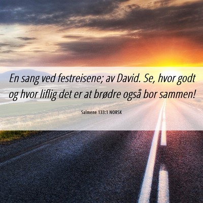 Picture 06 - Salmene 133:1 NORSK - En sang ved festreisene; av David. Se, hvor godt - Bible Verse Picture