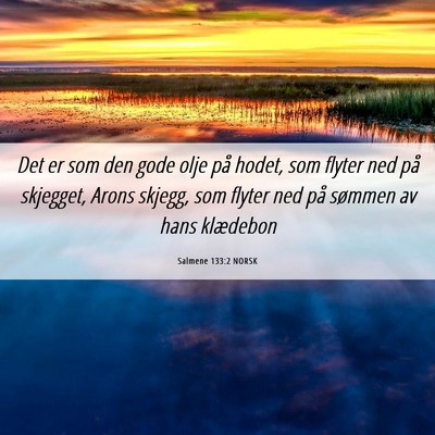Picture 06 - Salmene 133:2 NORSK - Det er som den gode olje på hodet, som flyter - Bible Verse Picture