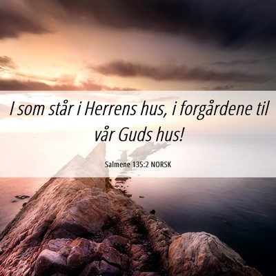 Picture 06 - Salmene 135:2 NORSK - I som står i Herrens hus, i forgårdene til vår - Bible Verse Picture