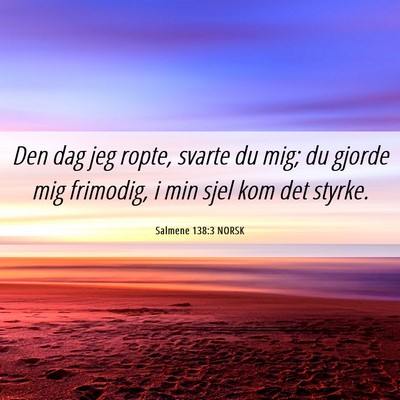 Picture 06 - Salmene 138:3 NORSK - Den dag jeg ropte, svarte du mig; du gjorde mig - Bible Verse Picture
