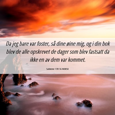 Picture 06 - Salmene 139:16 NORSK - Da jeg bare var foster, så dine øine mig, og i - Bible Verse Picture