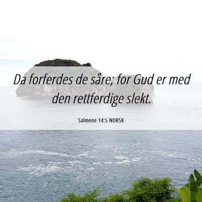 Picture 06 - Salmene 14:5 NORSK - Da forferdes de såre; for Gud er med den - Bible Verse Picture