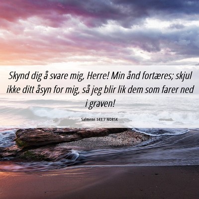 Picture 06 - Salmene 143:7 NORSK - Skynd dig å svare mig, Herre! Min ånd - Bible Verse Picture