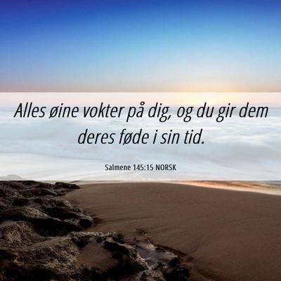 Picture 06 - Salmene 145:15 NORSK - Alles øine vokter på dig, og du gir dem deres - Bible Verse Picture