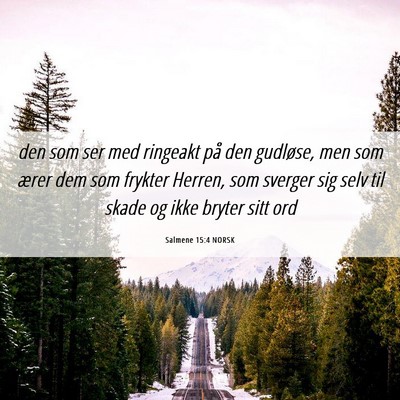 Picture 06 - Salmene 15:4 NORSK - den som ser med ringeakt på den gudløse, men - Bible Verse Picture