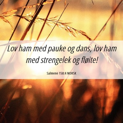 Picture 06 - Salmene 150:4 NORSK - Lov ham med pauke og dans, lov ham med strengelek - Bible Verse Picture