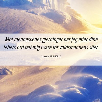 Picture 06 - Salmene 17:4 NORSK - Mot menneskenes gjerninger har jeg efter dine - Bible Verse Picture