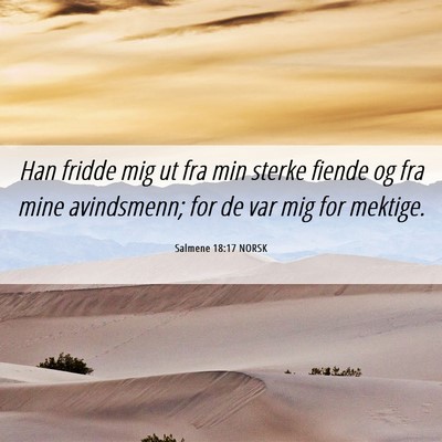 Picture 06 - Salmene 18:17 NORSK - Han fridde mig ut fra min sterke fiende og fra - Bible Verse Picture