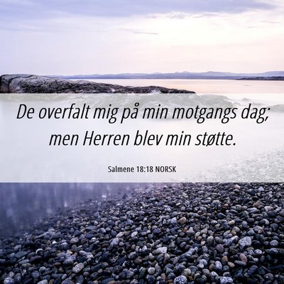 Picture 06 - Salmene 18:18 NORSK - De overfalt mig på min motgangs dag; men Herren - Bible Verse Picture