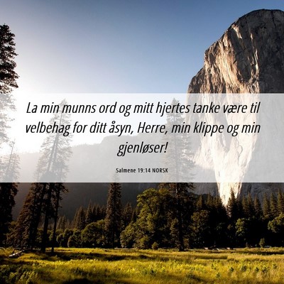 Picture 06 - Salmene 19:14 NORSK - La min munns ord og mitt hjertes tanke være til - Bible Verse Picture