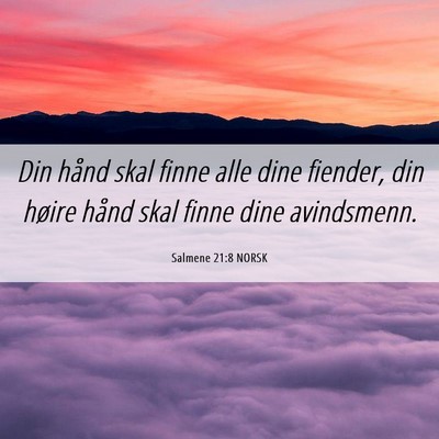 Picture 06 - Salmene 21:8 NORSK - Din hånd skal finne alle dine fiender, din - Bible Verse Picture