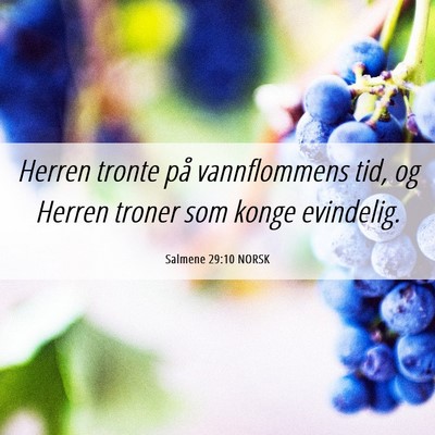 Picture 06 - Salmene 29:10 NORSK - Herren tronte på vannflommens tid, og Herren - Bible Verse Picture