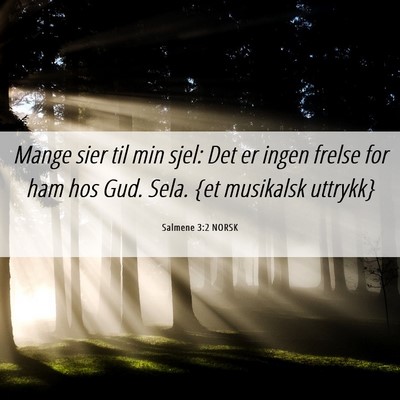 Picture 06 - Salmene 3:2 NORSK - Mange sier til min sjel: Det er ingen frelse for - Bible Verse Picture