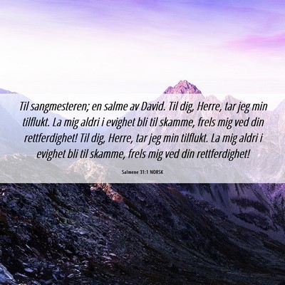 Picture 06 - Salmene 31:1 NORSK - Til sangmesteren; en salme av David. Til dig, - Bible Verse Picture