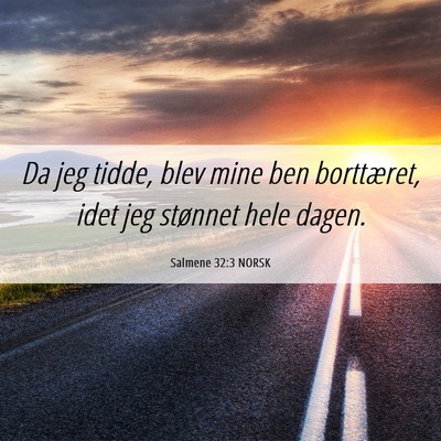 Picture 06 - Salmene 32:3 NORSK - Da jeg tidde, blev mine ben borttæret, idet jeg - Bible Verse Picture