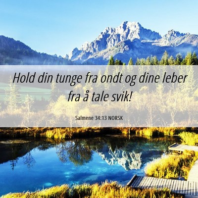 Picture 06 - Salmene 34:13 NORSK - Hold din tunge fra ondt og dine leber fra å tale - Bible Verse Picture