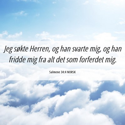 Picture 06 - Salmene 34:4 NORSK - Jeg søkte Herren, og han svarte mig, og han - Bible Verse Picture