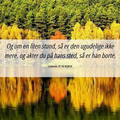 Picture 06 - Salmene 37:10 NORSK - Og om en liten stund, så er den ugudelige ikke - Bible Verse Picture