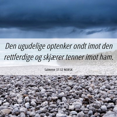 Picture 06 - Salmene 37:12 NORSK - Den ugudelige optenker ondt imot den rettferdige - Bible Verse Picture