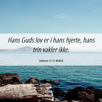 Picture 06 - Salmene 37:31 NORSK - Hans Guds lov er i hans hjerte, hans trin vakler - Bible Verse Picture